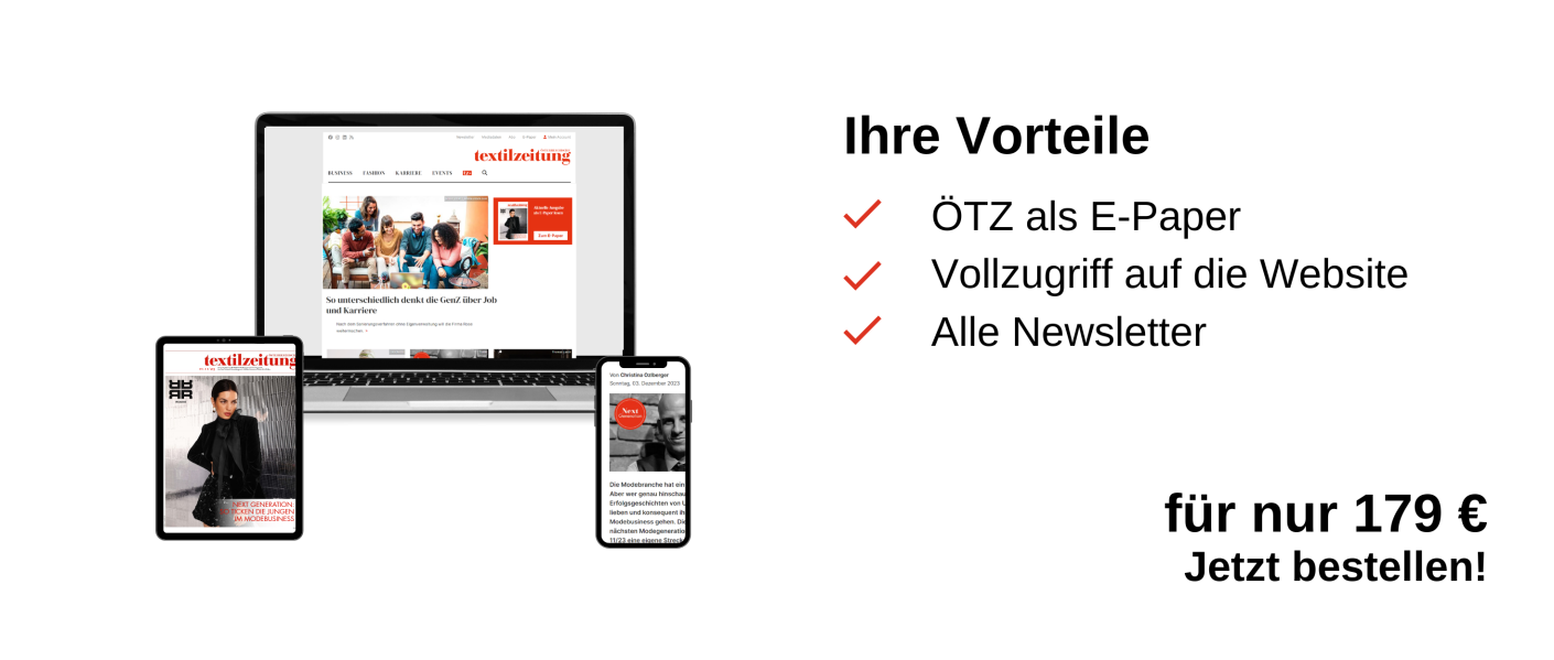 Links ist ein Laptop, ein Tablet und ein Handy zu sehen, auf denen jeweils die digitalen Produkte zu abgebildet sind. Rechts ist eine Infobox: Ihre Vorteile, ÖTZ als E-Paper. Vollzugriff auf die Website, alle Newsletter, für nur 179 €, Jetzt bestellen!